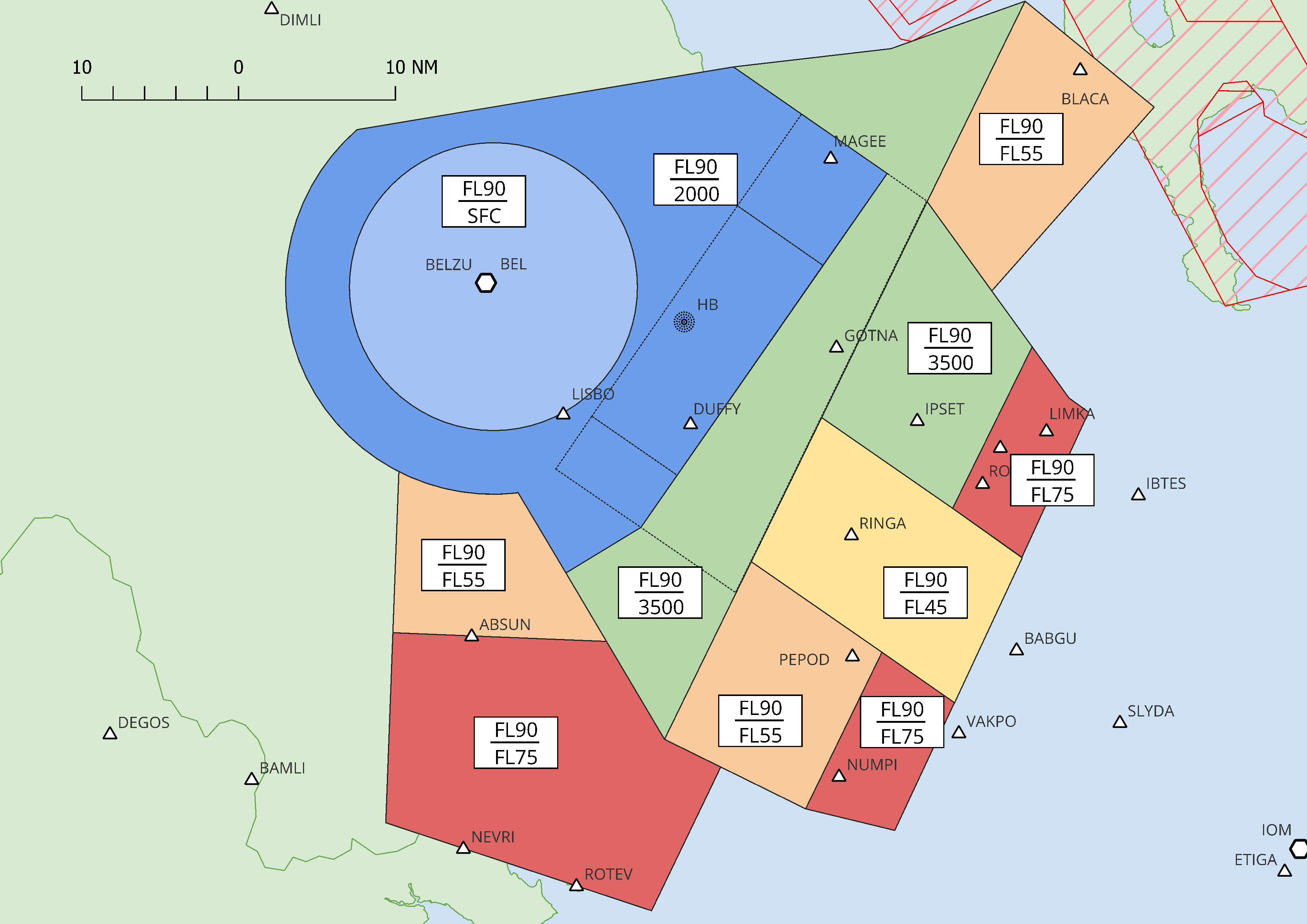 EGAA Delegated Airspace diagram